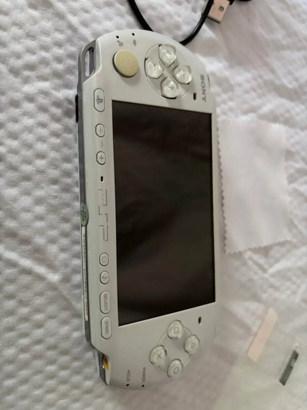 SONY ORIGINAL PSP in white Handheld Video gaming system, cords, battery, & more